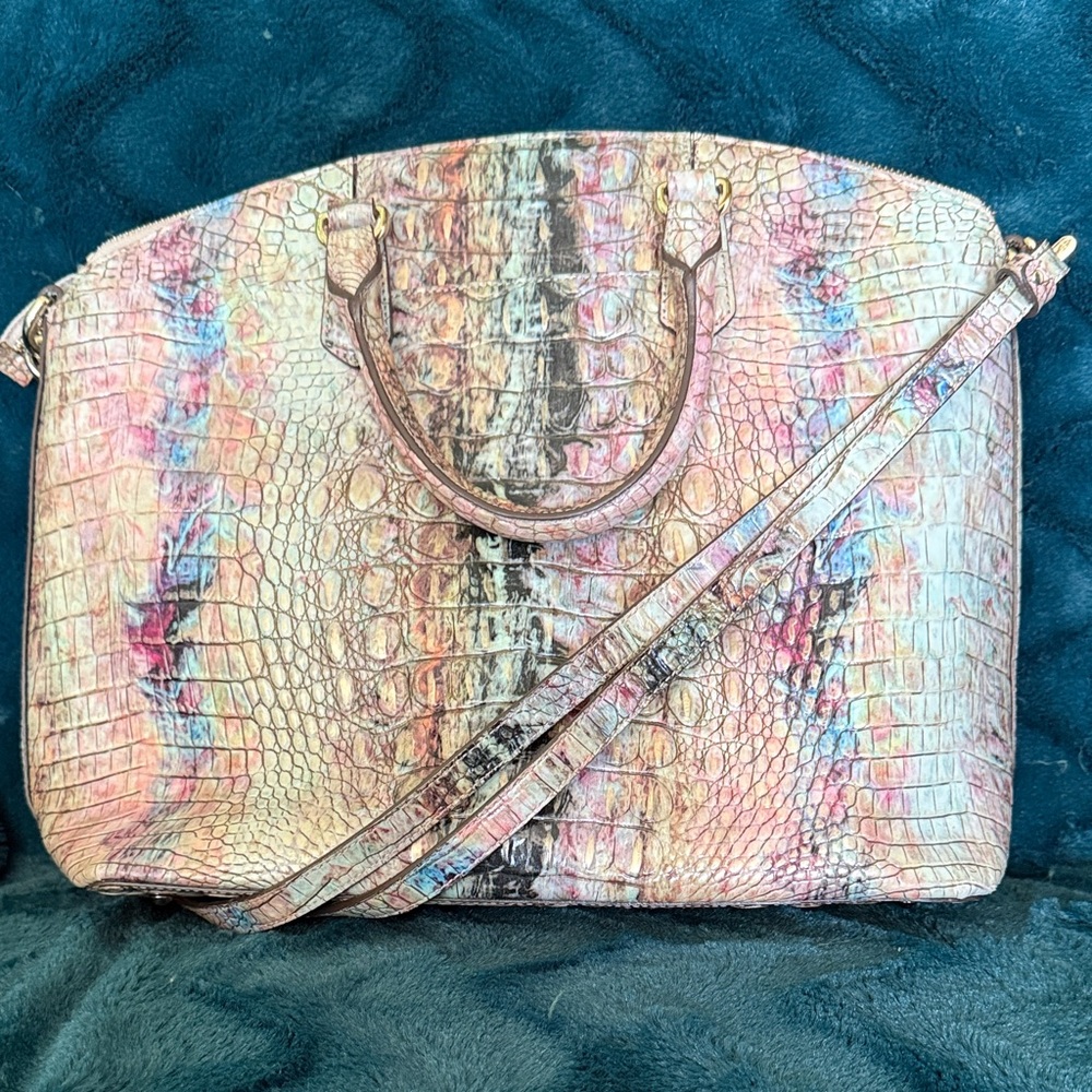Brahmin Pastel Crocodile Embossed Shoulder Bag